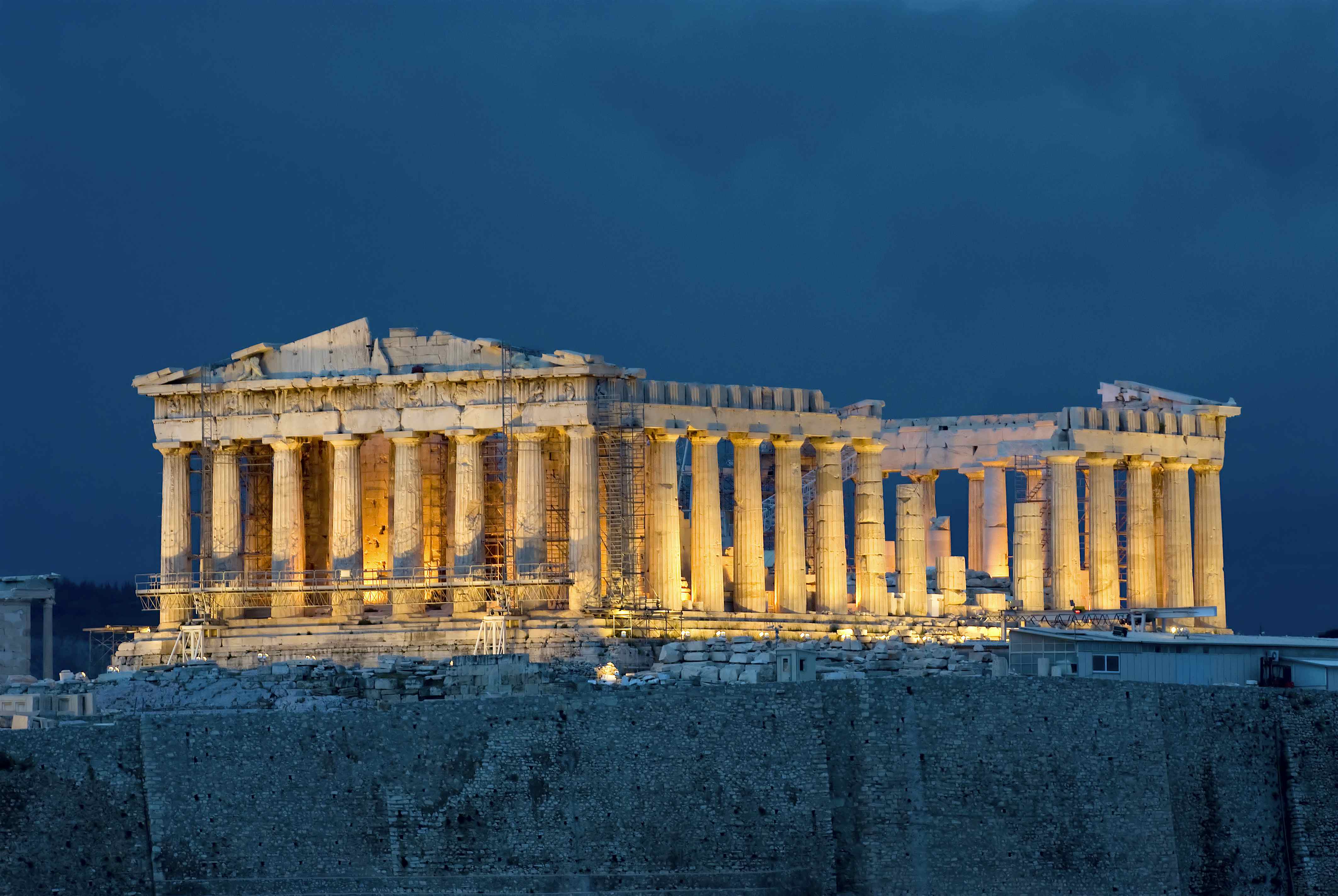 Parthenon at night on Acropolis at Athens Greece